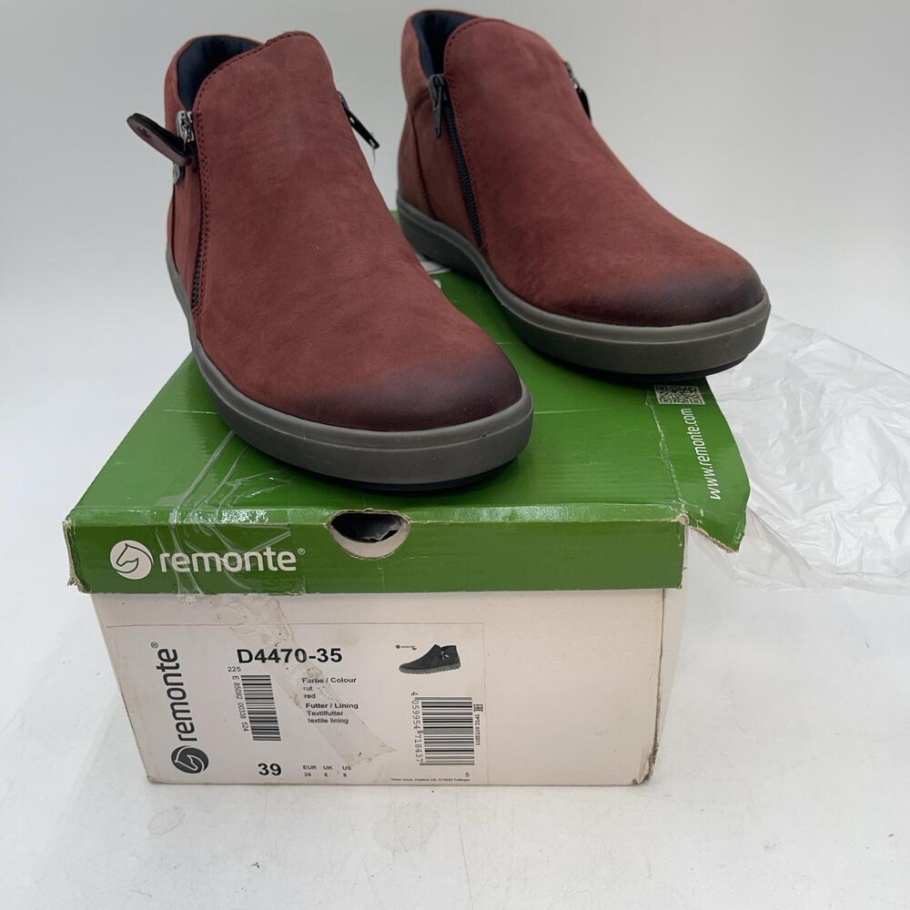 Remonte Boots Womens Red Nubuck Ankle Zip Lined Comfort New Size 8 D4470-35